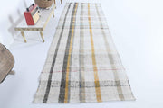 1960'lardan Anadolu kökenli çizgili vintage kilim yolluk, 100x302 cm