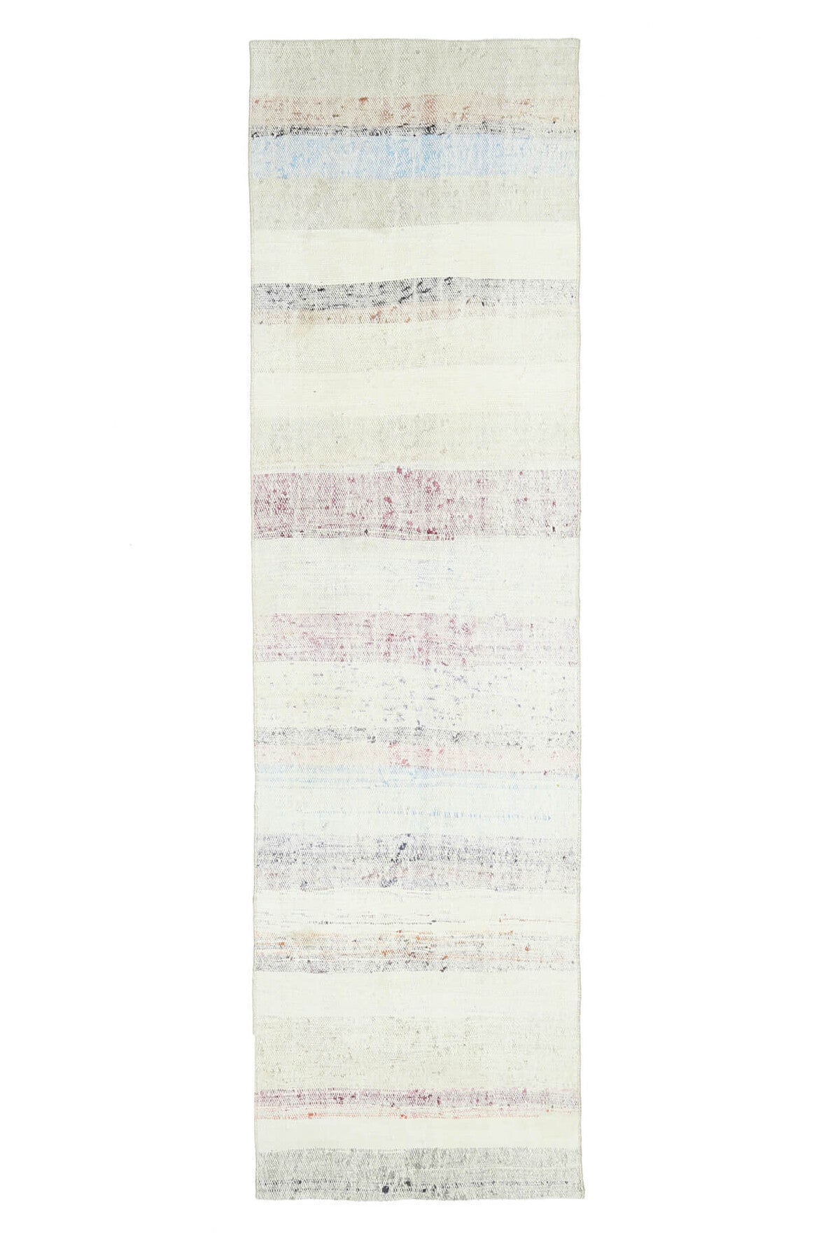 El yapımı vintage yolluk 79x287 cm çizgili desenli yün