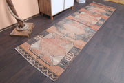 1970'lerden Anadolu kökenli tribal desenli el dokuma vintage yolluk, 83x305 cm
