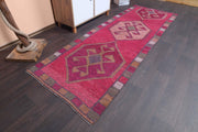 El yapımı vintage yolluk 94x272 cm tribal desenli yün - detay görünümü