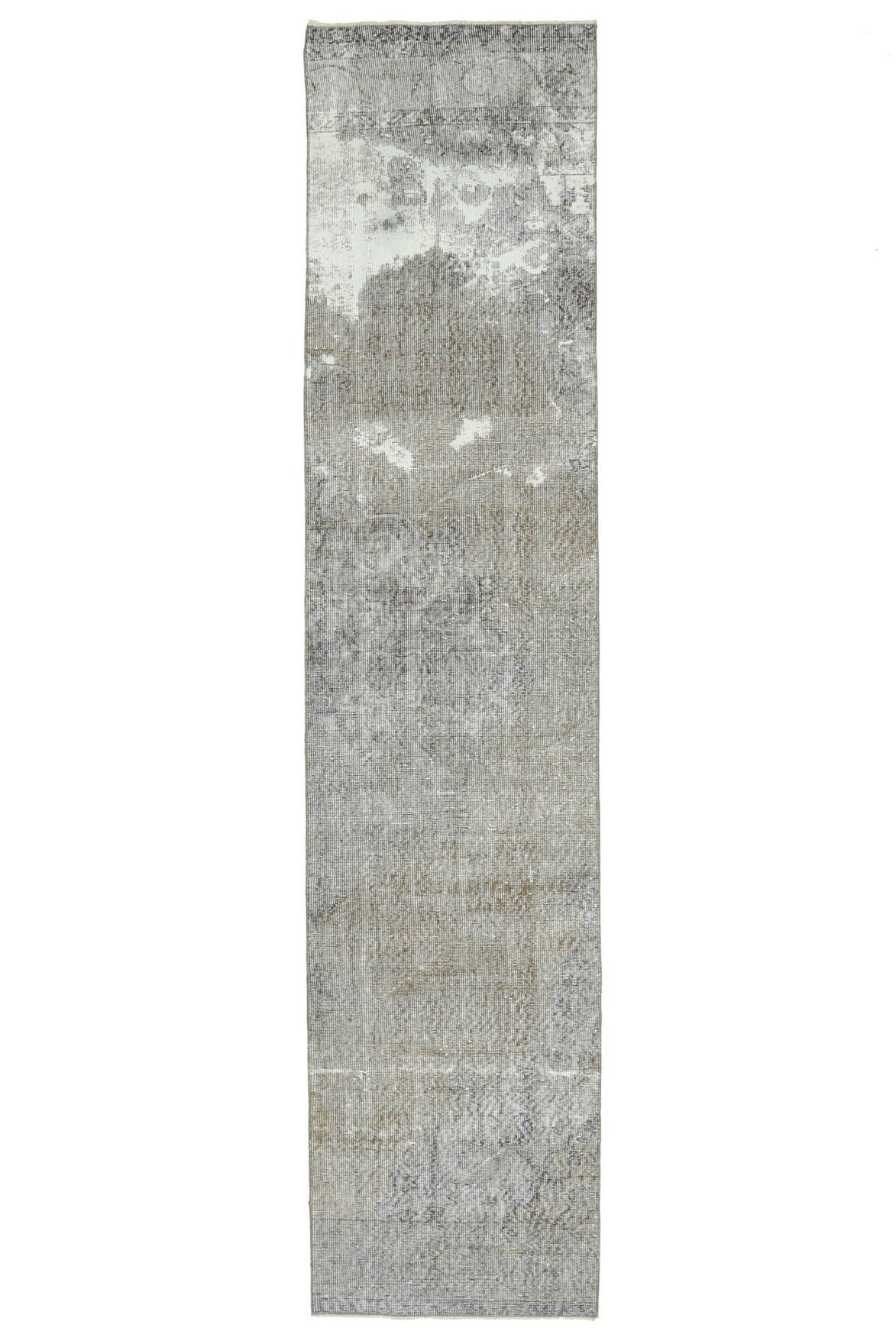 El yapımı vintage yolluk 74x323 cm soyut desenli yün - üstten görünüm