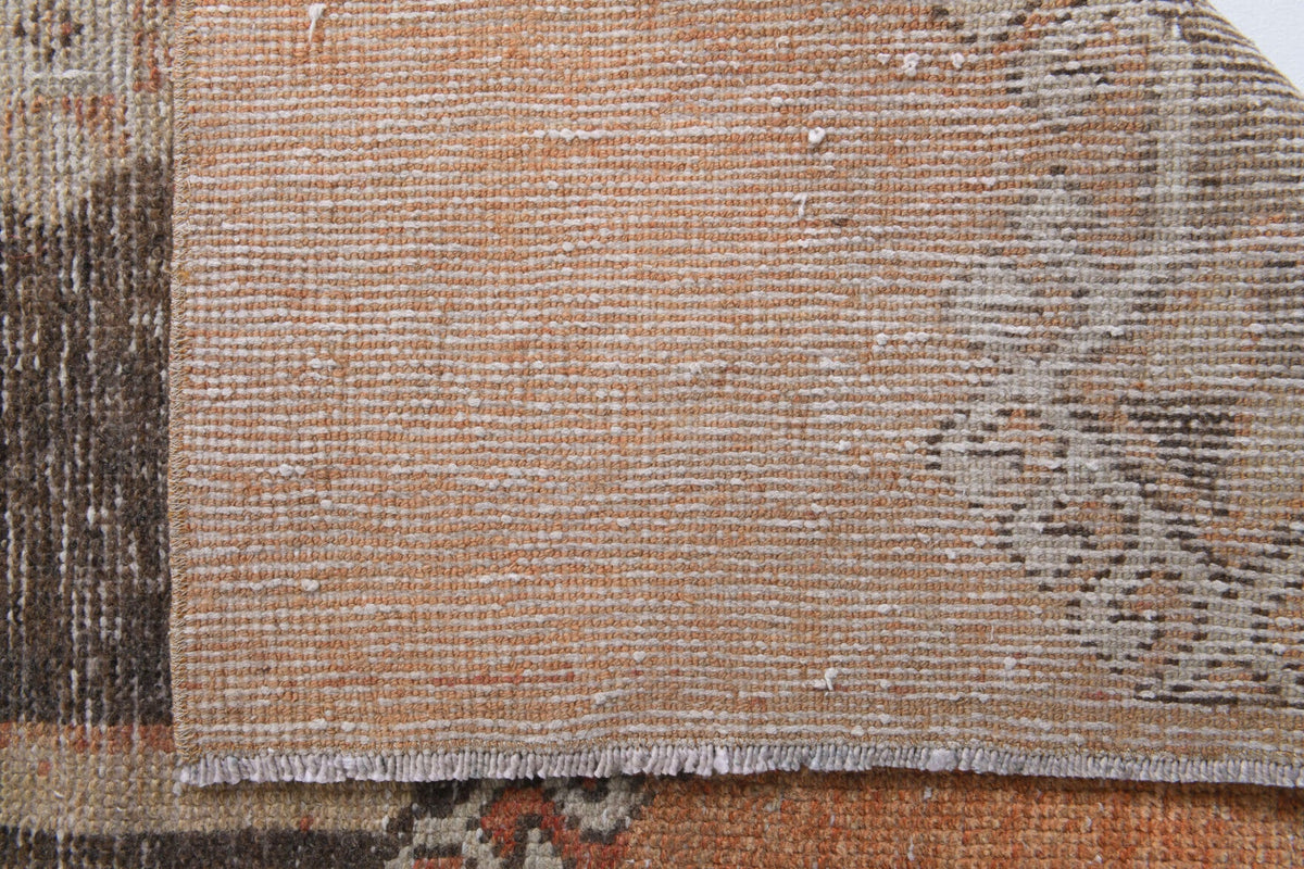 Antre ve koridor için geometrik desenli el dokuma vintage yolluk – 79x309 cm