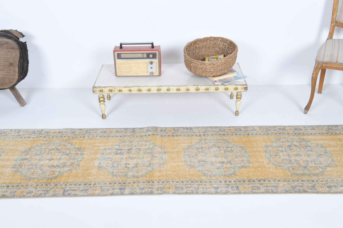 El yapımı vintage yolluk 71x340 cm oryantal desenli yün - detay görünümü