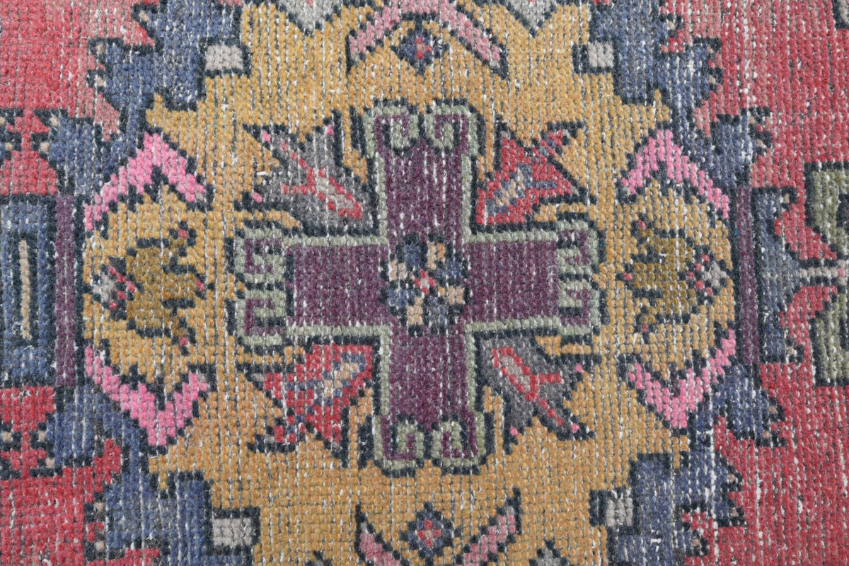 Antre ve koridor için oryantal desenli el dokuma vintage yolluk – 98x280 cm
