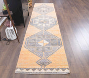 El yapımı vintage yolluk 91x378 cm oryantal desenli yün - detay görünümü