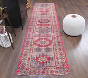 El yapımı vintage yolluk 89x361 cm geometrik desenli yün - detay görünümü