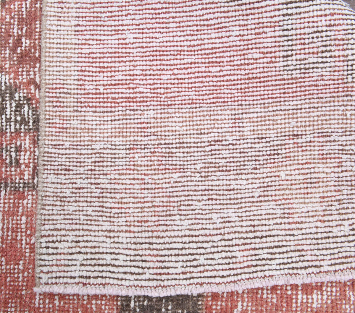 Vintage yolluk 89x344 cm – turuncu ve pembe geometrik desenli, el dokuma