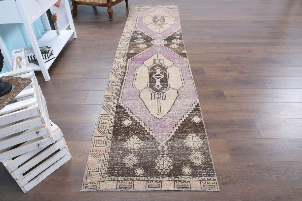 El yapımı vintage yolluk 61x335 cm oryantal desenli yün - detay görünümü