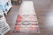 1960'lardan Anadolu kökenli soyut desenli el dokuma vintage yolluk, 99x327 cm