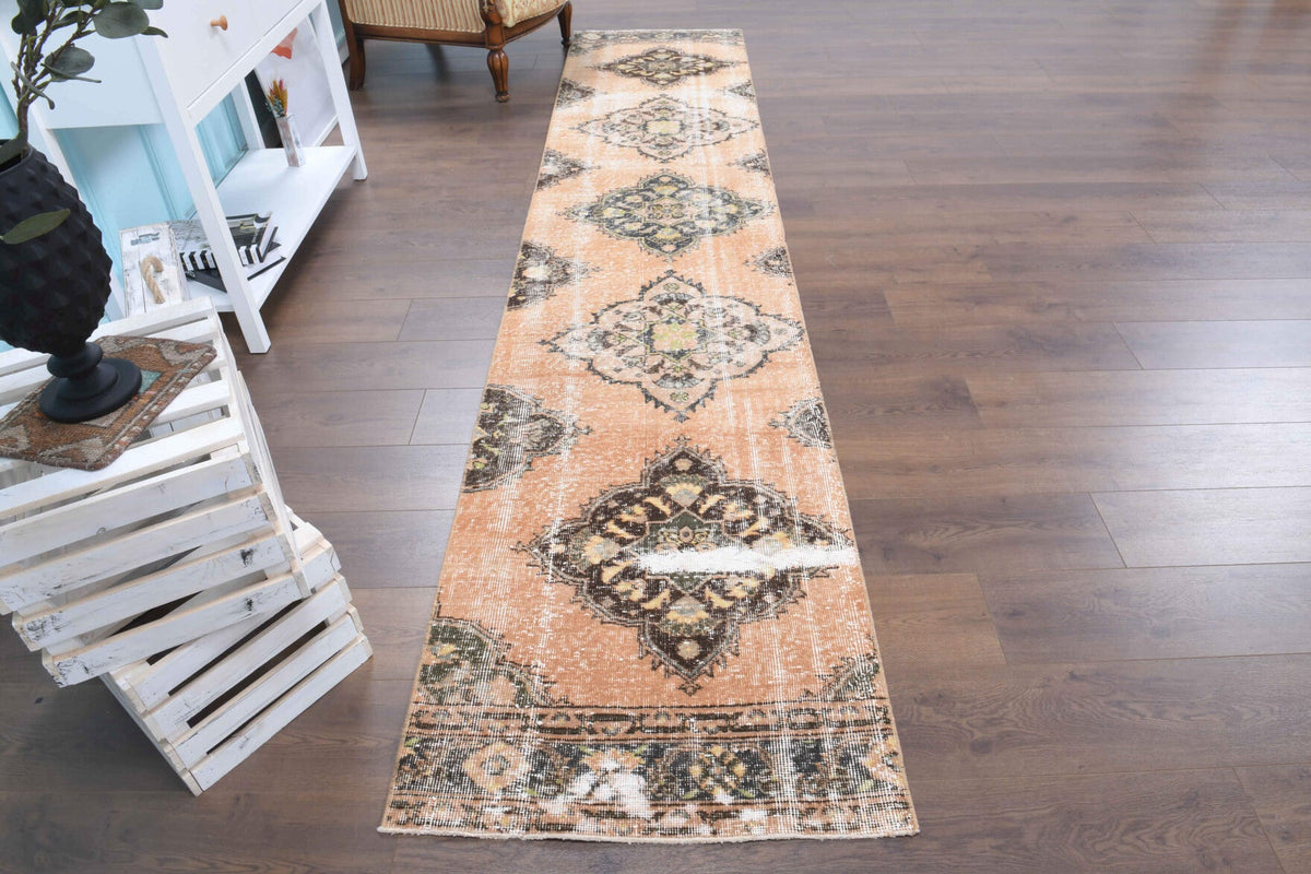 El yapımı vintage yolluk 76x361 cm oryantal desenli yün - detay görünümü