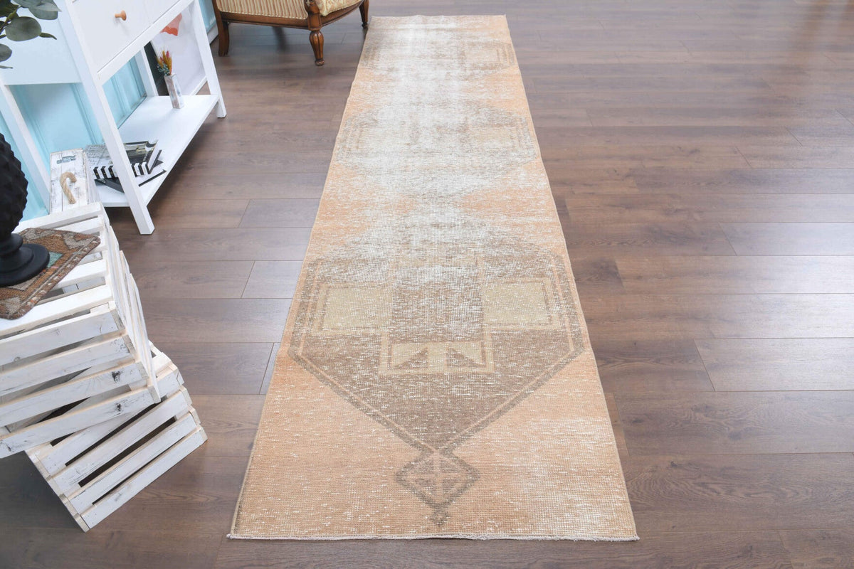 El yapımı vintage yolluk 89x353 cm geometrik desenli yün - detay görünümü