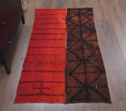 1960'lardan Anadolu kökenli çizgili el dokuma vintage kilim, 80x150 cm