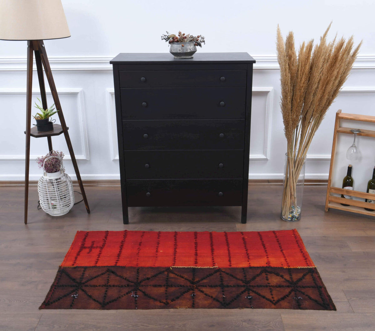 Red & Brown Vintage Small Kilim Rug