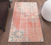 1970'lerden Anadolu kökenli oryantal desenli el dokuma vintage halı, 75x130 cm
