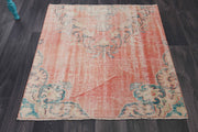 1970'lerden Anadolu kökenli oryantal desenli el dokuma vintage kare halı, 113x119 cm