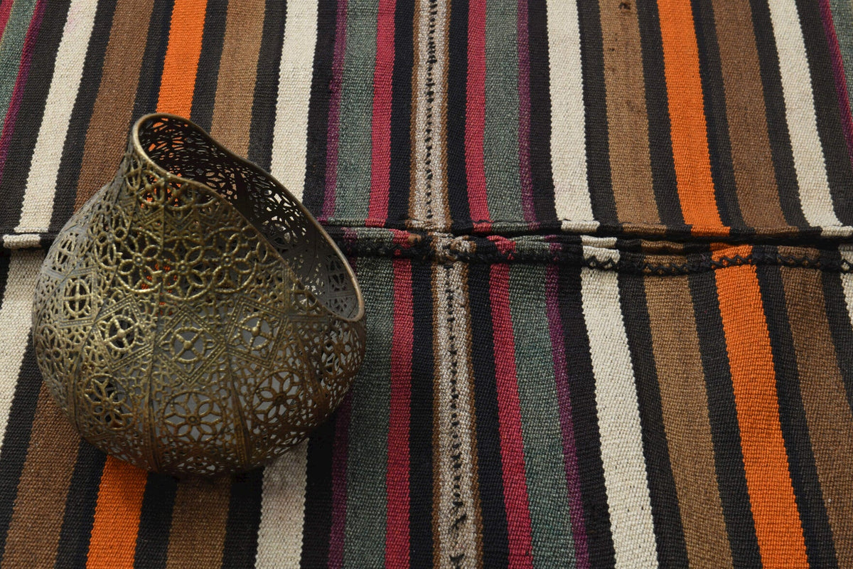 El dokuma vintage kilim 69x127 cm, 2 mm hav, %100 yün