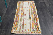 1960'lardan Anadolu kökenli oryantal desenli vintage kilim yolluk, 68x159 cm