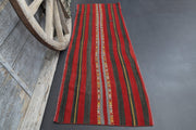 1960'lardan Anadolu kökenli oryantal desenli vintage kilim yolluk, 70x200 cm