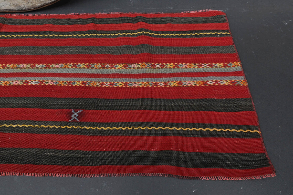Antre ve koridor için oryantal desenli vintage kilim yolluk – 70x200 cm