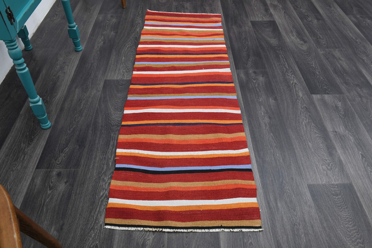 El yapımı vintage yolluk 61x183 cm oryantal desenli yün - detay görünümü