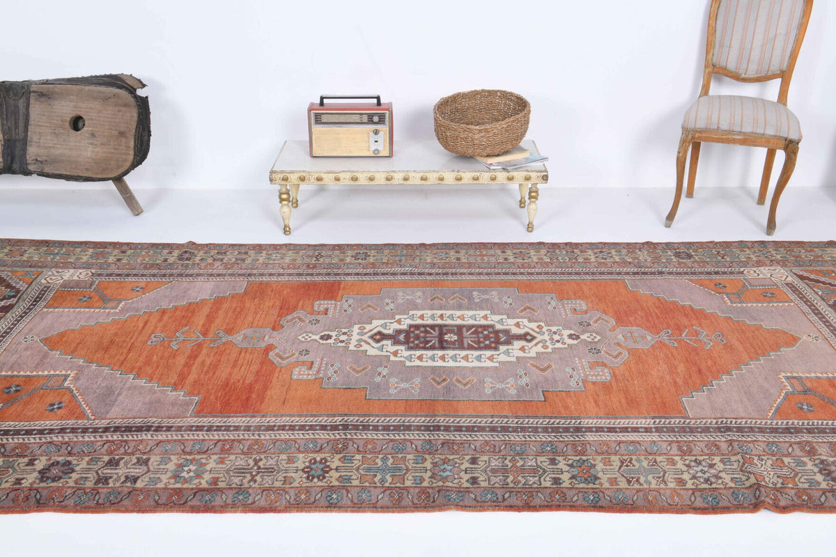 El yapımı vintage yolluk 122x335 cm oryantal desenli yün - desen detayı