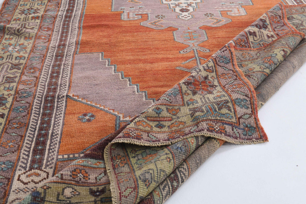 El yapımı vintage yolluk 122x335 cm oryantal desenli yün - üstten görünüm
