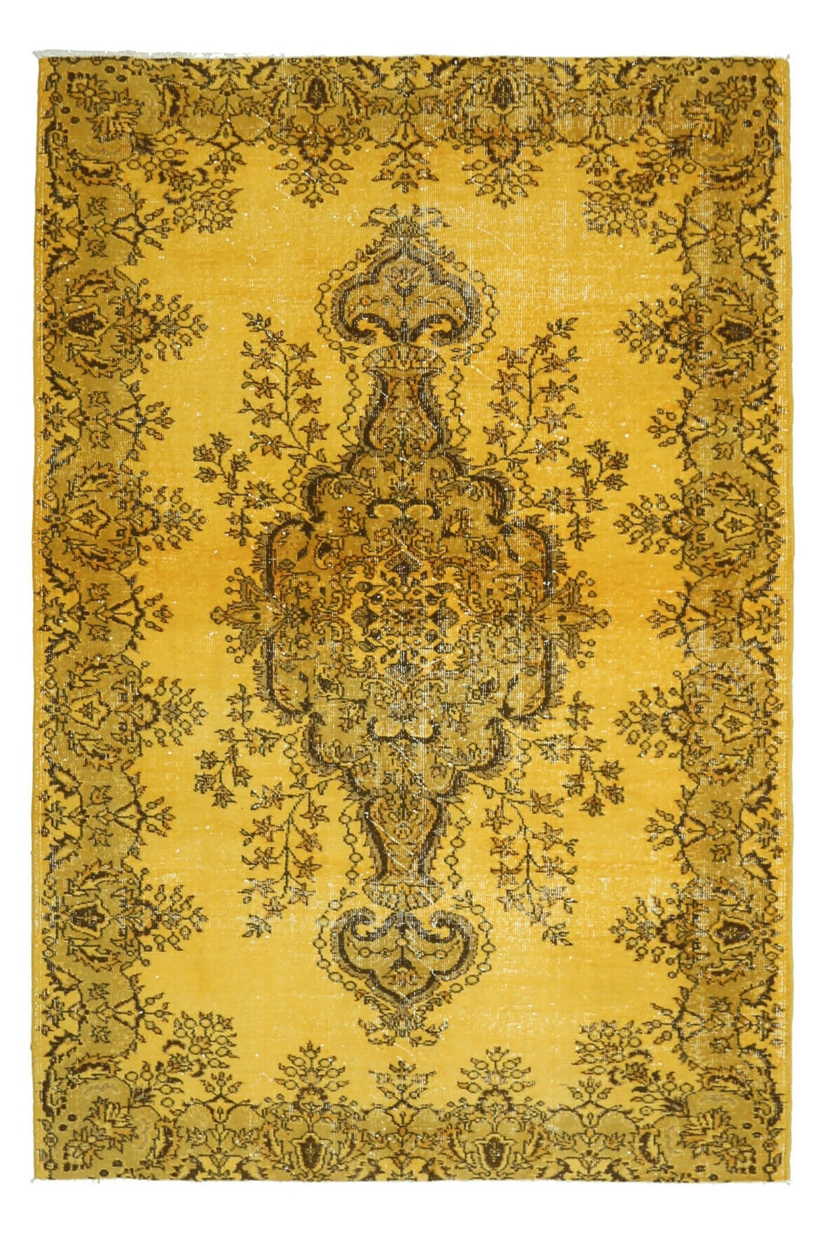 Vintage Anatolian Yellow Area Rug