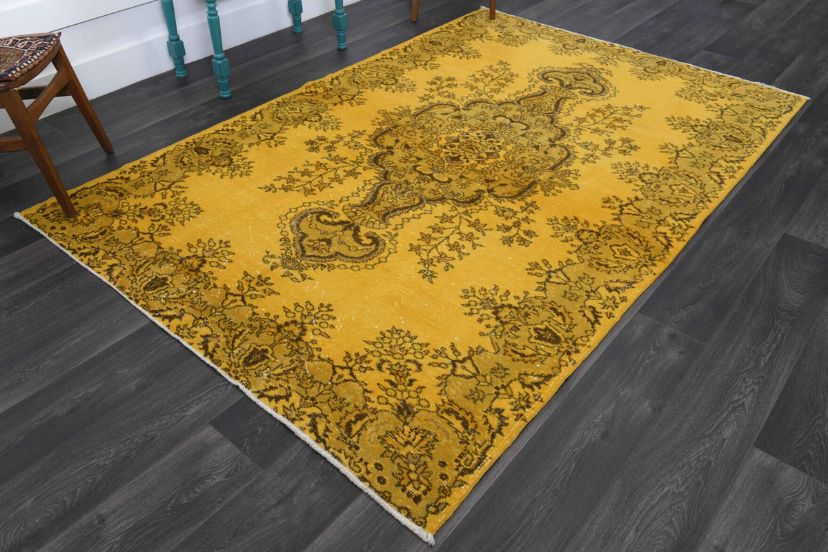 Vintage Anatolian Yellow Area Rug