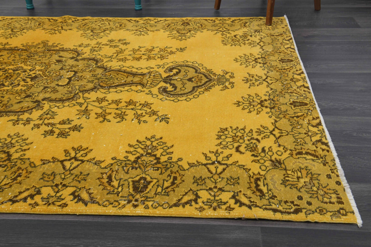 Vintage Anatolian Yellow Area Rug